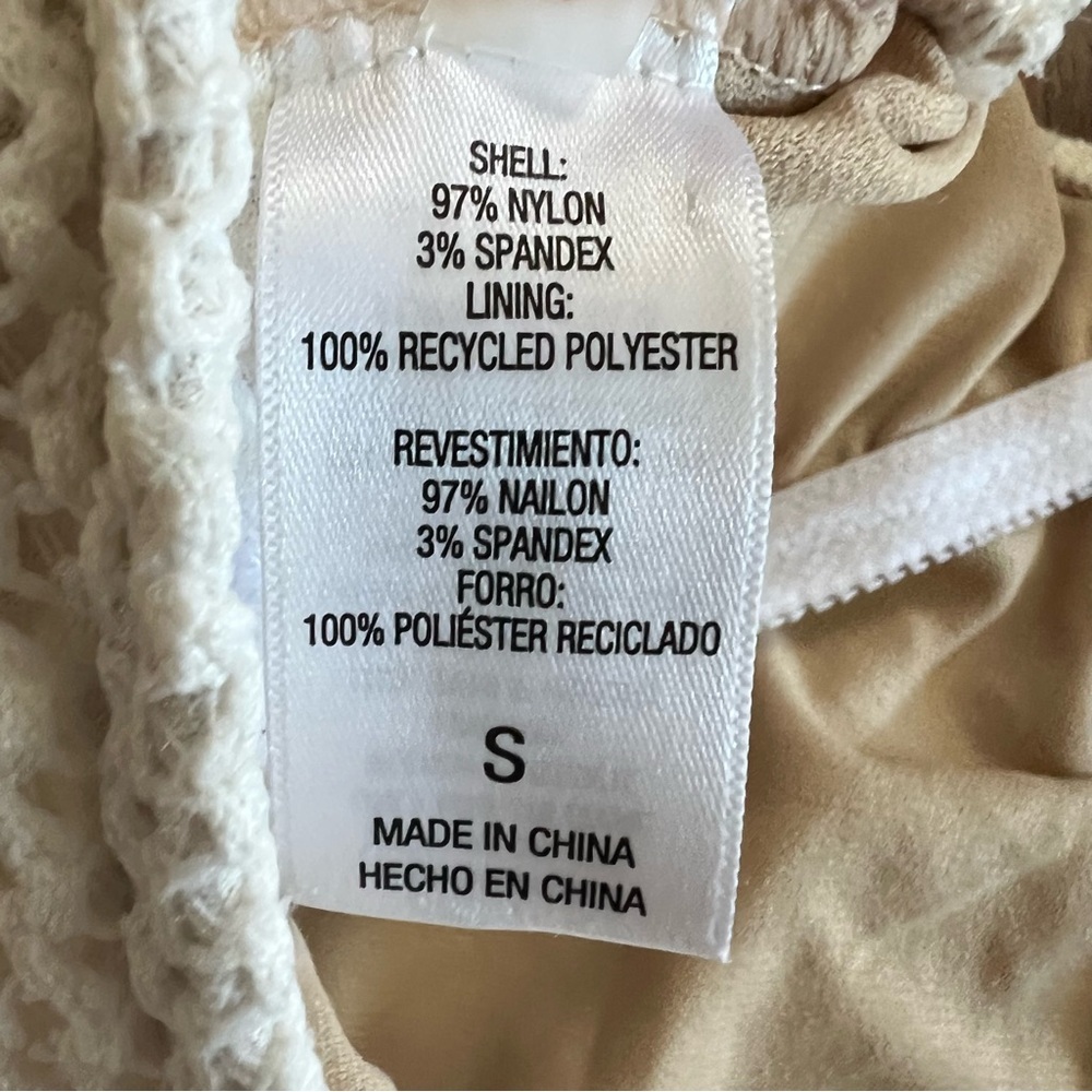 Shade Shore Cream Crochet One Piece Swimsuit Small Bathing Suit Lace Up White - Picture 9 of 12